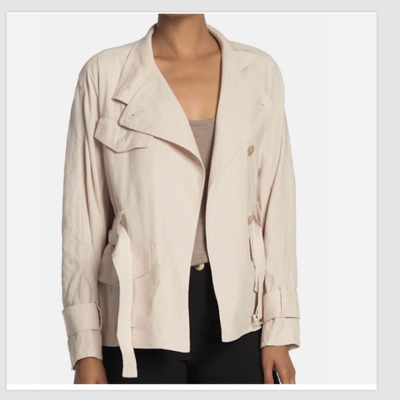 Women's Vince Drapey Belted Linen Blend Jacket Sand Glow Size SMALL Retail $445 - Picture 1 of 15